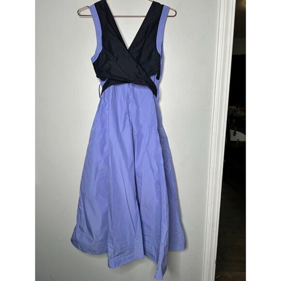 3.1 PHILLIP LIM Purple A-Line Sleeveless V-Neck Poplin Belted Midi Dress Size 4 - Picture 6 of 14